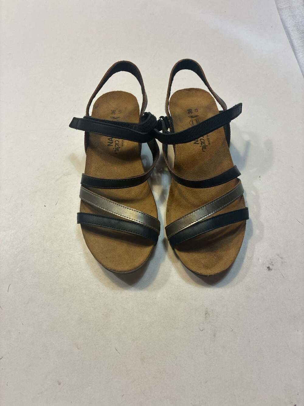 NAOT Women's Hero Strappy Leather Wedge Sandal Size 36